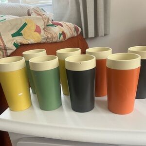 Eight vintage MCM tumblers / cups/ “GITS Ware Therma Glass”